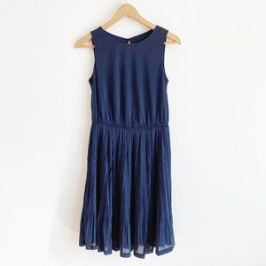 Mossimo, NWOT, Women's Sleeveless Swing Pleated Dress, Navy Blue, Size XS/TP